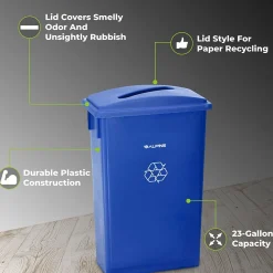 Alpine Industries Recycling Container with Paper Slotted Recycling Lid, Blue (477-R-BLU-PKG3)