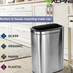 Alpine Industries Recycling Station, 10.5 Gallon, Silver (ALP470-40L-R)