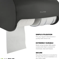 Alpine Industries Side-by-Side Double Roll Toilet Tissue Dispenser, Gray, 2/Pack (452-GRY-2PK)