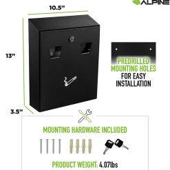 Alpine Industries Stainless Steel Outdoor Cigarette Receptacle, 1 Gallon, Black (490-01-BLK)
