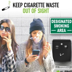 Alpine Industries Stainless Steel Outdoor Cigarette Receptacle, 1 Gallon, Black (490-01-BLK)