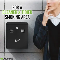 Alpine Industries Stainless Steel Outdoor Cigarette Receptacle, 1 Gallon, Black (490-01-BLK)