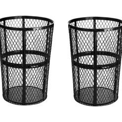 Alpine Industries Stainless-Steel Outdoor Trash Can, 48-Gallon, Black, 2/Pack (ALP473-48-BLK-2PK)