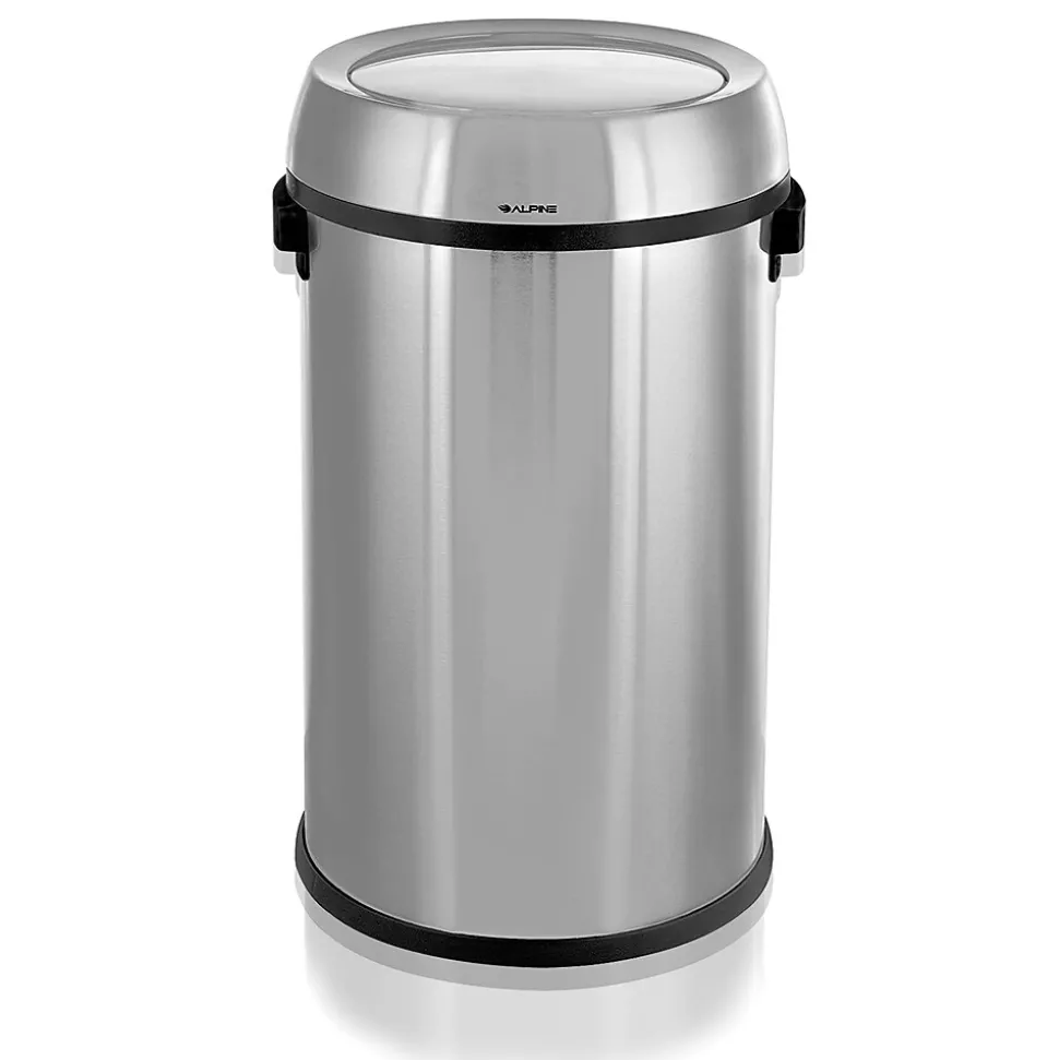 Alpine Industries Stainless Steel Trash Can with Swing Lid, 17-Gallon (ALP470-65L-1)
