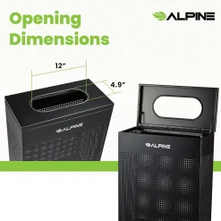 Alpine Industries Stainless Steel Trash Can, 13 Gallon, Black (ALP438-13-BLK)