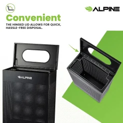 Alpine Industries Stainless Steel Trash Can, 13 Gallon, Black (ALP438-13-BLK)