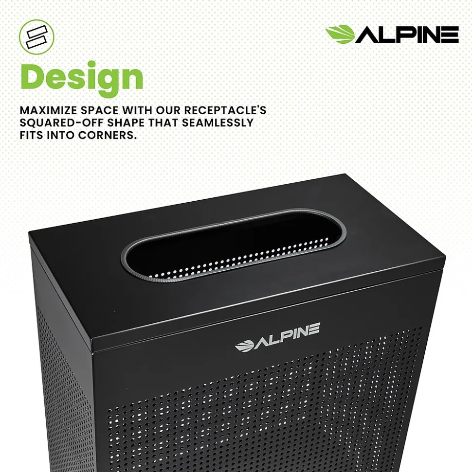 Alpine Industries Stainless Steel Trash Can, 23 Gallon, Black (ALP438-23-BLK-MK)