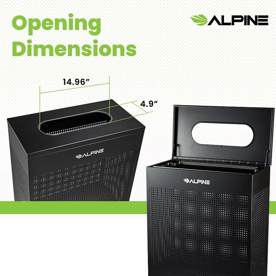 Alpine Industries Stainless Steel Trash Can, 23 Gallon, Black (ALP438-23-BLK-MK)