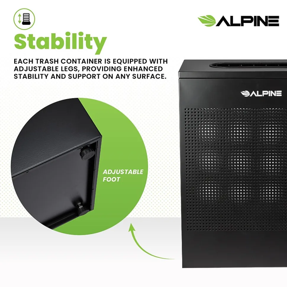 Alpine Industries Stainless Steel Trash Can, 23 Gallon, Black (ALP438-23-BLK-MK)