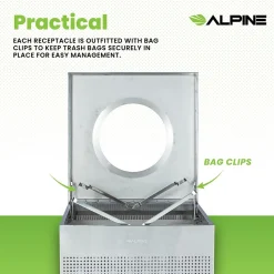 Alpine Industries Stainless Steel Trash Can, 40 Gallon, Silver (ALP438-40-SS-MK)