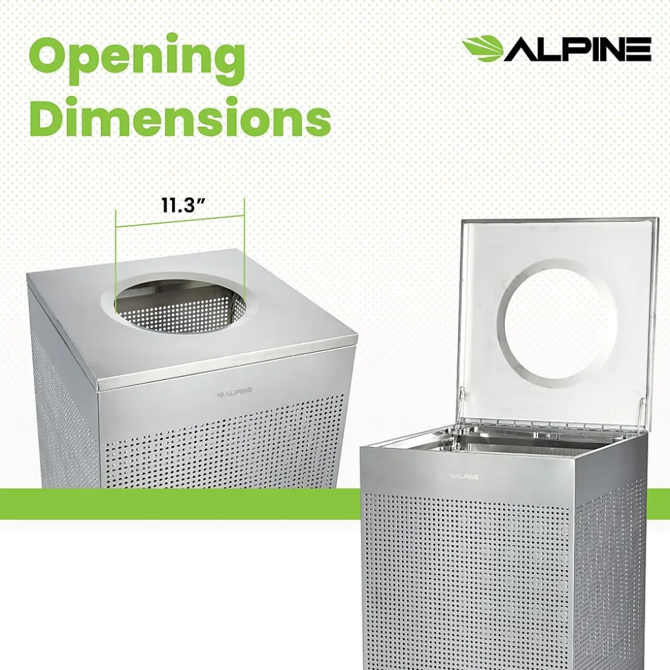 Alpine Industries Stainless Steel Trash Can, 40 Gallon, Silver (ALP438-40-SS-MK)