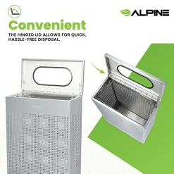 Alpine Industries Stainless Steel Trash Can, 13 Gallon, Silver (ALP438-13-SS)