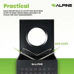 Alpine Industries Stainless Steel Trash Can, 40 Gallon, Black (ALP438-40-BLK-MK)