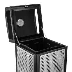 Alpine Industries Steel Outdoor Commercial Trash Can with Ashtray Dome Lid, 40-Gallon, Silver, 2/Pack (ALP472-40-SIL-2PK)