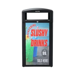 Alpine Industries Steel Outdoor Trash Can with Covered Top Lid, 40-Gallon, Gray Stone (ALP471-40-GRYS-SGN)