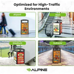 Alpine Industries Steel Outdoor Trash Can with Covered Top Lid, 40-Gallon, Gray Stone (ALP471-40-GRYS-SGN)