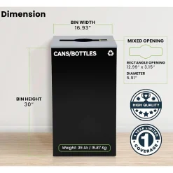 Alpine Industries Steel Trash Can with Lid, 29-Gallon, Black (ALP4450-KIT-BLK-S-TR)