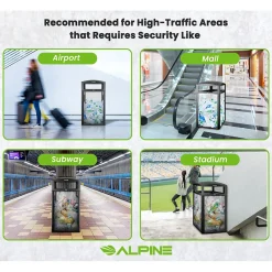 Alpine Industries Steel/PC Outdoor Trash Can with Dome Lid, 40 Gallon, Clear (471-40-CLR)