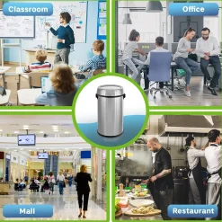 Alpine Industries Three-Stream Trash/Compost/Recycling Station, 51-Gallon, Stainless Steel (ALP470-65L-1-R-T-CO)