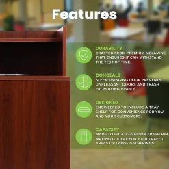 Alpine Industries Trash Can, 32-Gallon, Mahogany (ALP476-DH-MA)