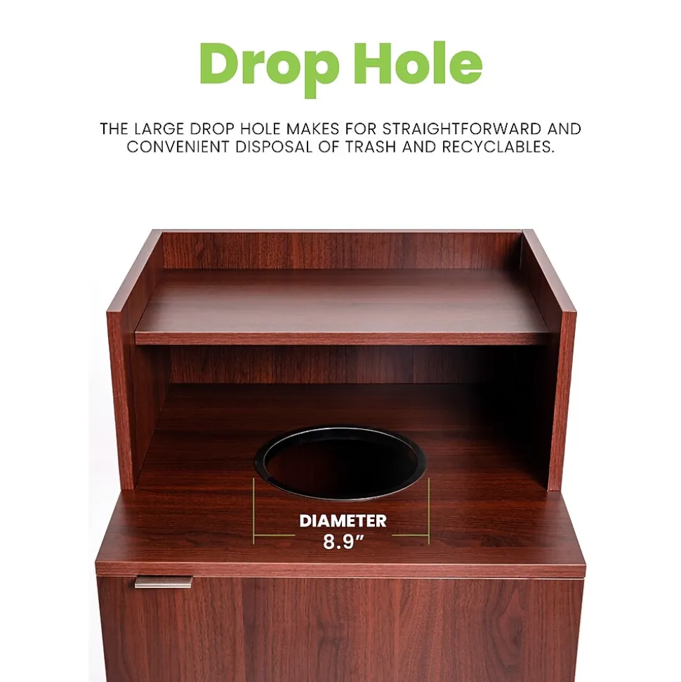 Alpine Industries Trash Can, 32-Gallon, Mahogany (ALP476-DH-MA)