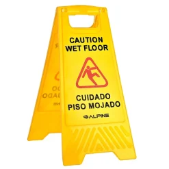Alpine Industries Wet Floor Sign, 24"H, Yellow, 5/Pack (499-5pk)