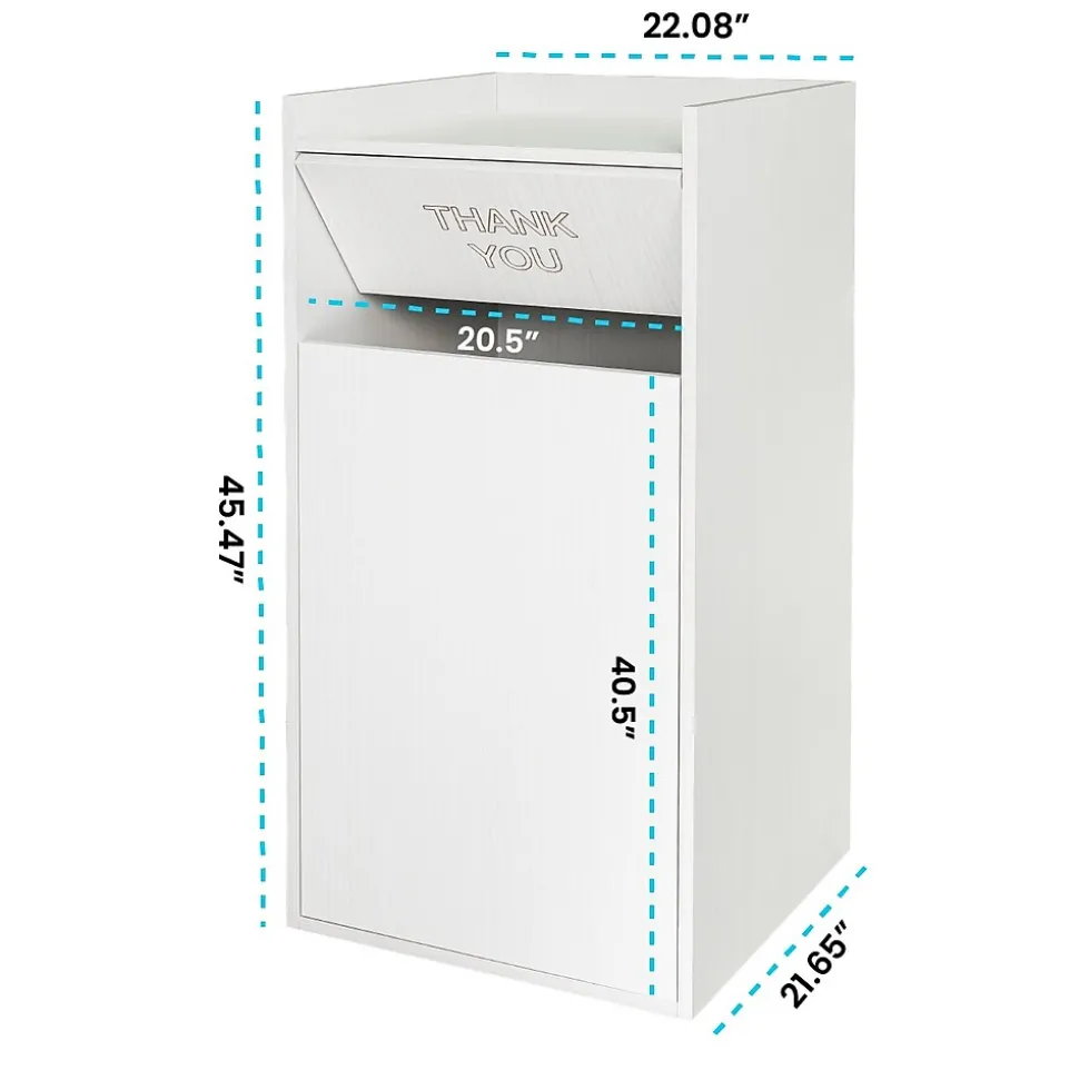 Alpine Industries Wood Trash Can, 40 Gallon, White, 2/Pack, (476-WHI-2PK)