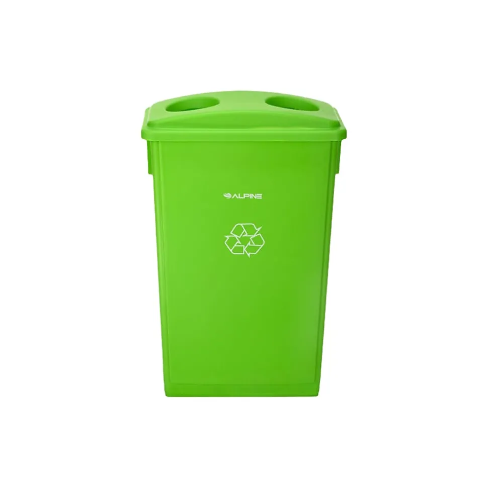 Alpine Polypropylene Can with Bottle Recycling Lid, 23-Gallon, Lime Green, 3/Pack (4778-3-LGRN-3)