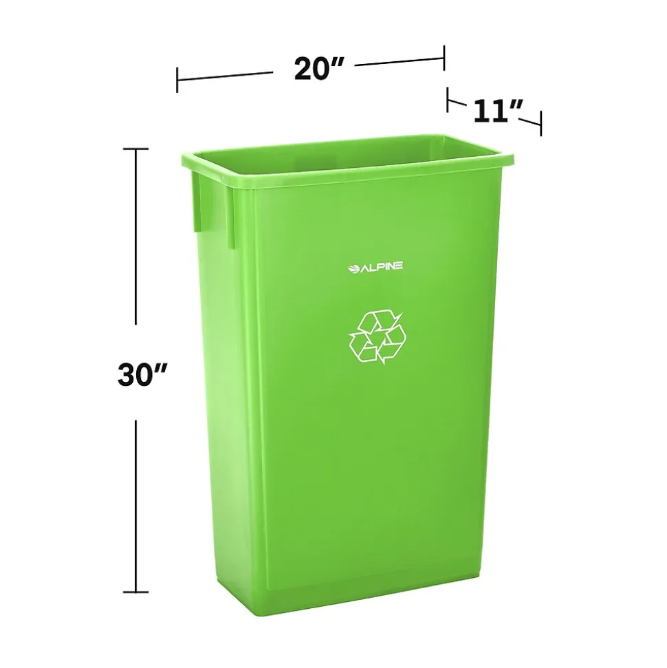 Alpine Polypropylene Can with Bottle Recycling Lid, 23-Gallon, Lime Green, 3/Pack (4778-3-LGRN-3)