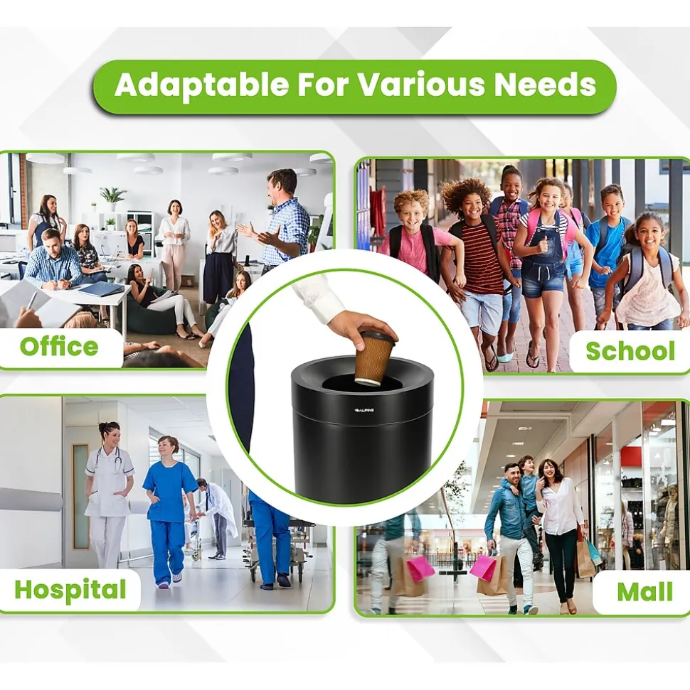 Alpine Stainless Steel Trash Can, 50-Gallon, Matte Black (ALP475-50-BLK)