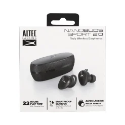 Altec Lansing NanoBuds Sport 2.0 Wireless Ambient Sound Earbuds, Bluetooth, Black (MZX5201-BLK-STK-6)