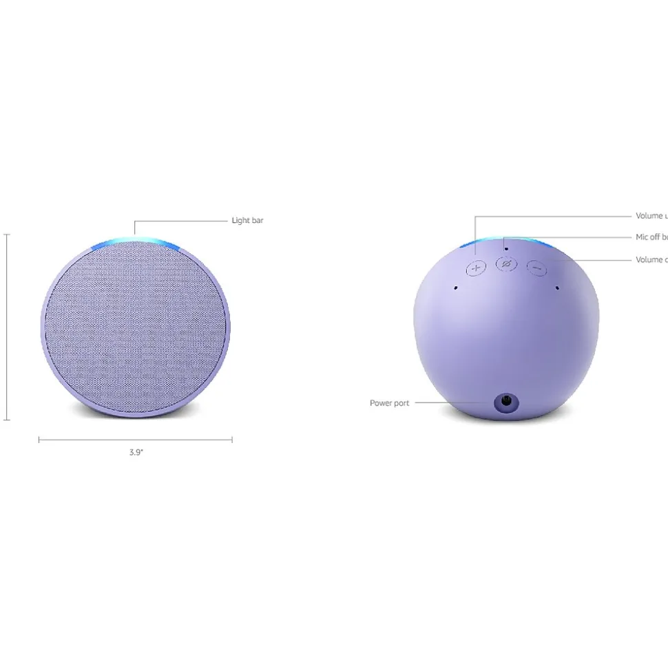 Amazon Echo Pop Wi-Fi/Bluetooth Wireless Smart Speaker with Alexa, Lavender Bloom (53-031157)