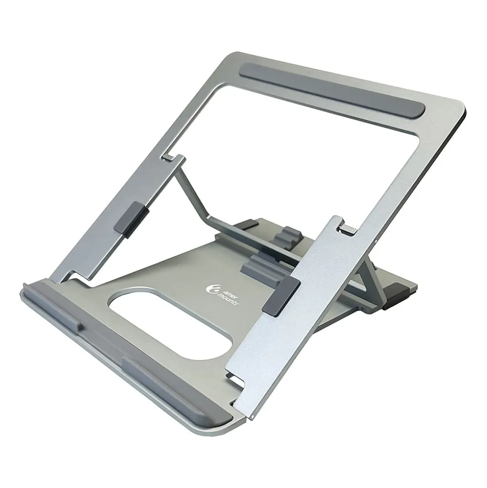 Amer 10" x 6" Aluminum Folding Laptop Stand for 15.6" Laptops, Silver (AMRNS01DG)
