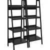 Ameriwood Home Lawrence 60"H 4-Shelf Ladder Bookcase Bundle, Black (9482096)