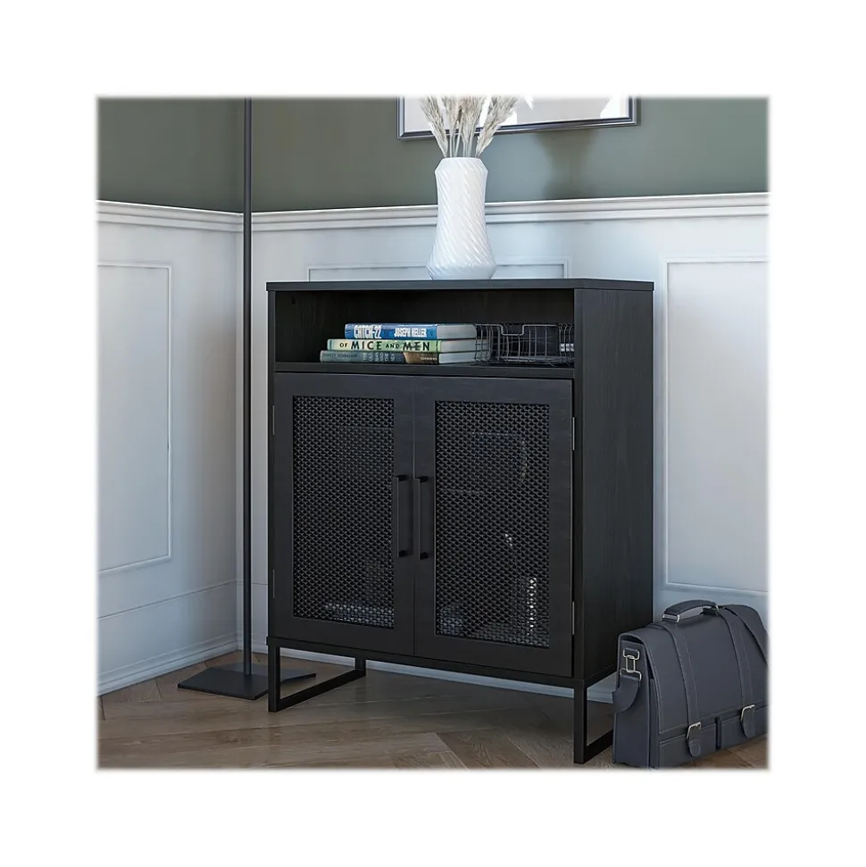 Ameriwood Purdue 30" Storage Cabinet with 3 Shelves, Black Oak (3558335COM)