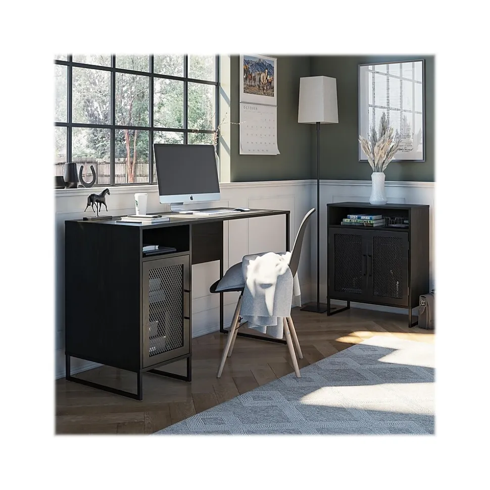 Ameriwood Purdue 30" Storage Cabinet with 3 Shelves, Black Oak (3558335COM)