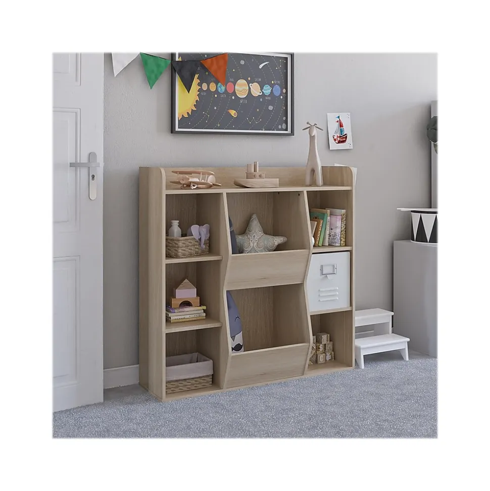 Ameriwood Tyler 40.8"H 9-Shelf Bookcase, Blonde Oak Particle Board (4865847COM)