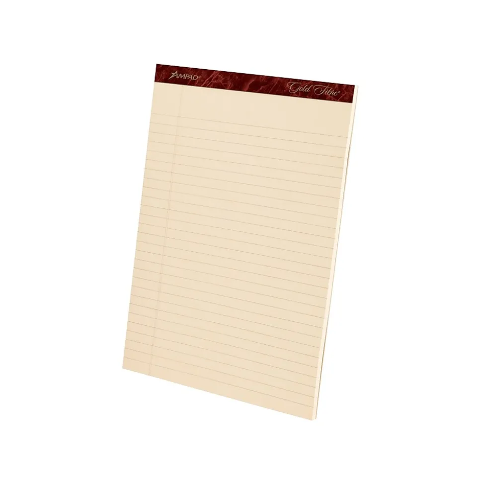 Ampad Gold Fibre Retro Notepad, 8.5" x 11.75", Wide Ruled, Ivory, 50 Sheets/Pad, 12 Pads/Pack (TOP 20-009)