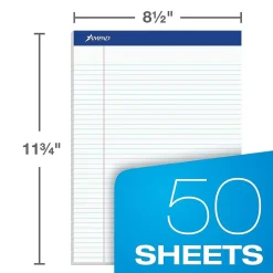 Ampad Notepad, 8.5" x 11.75", Narrow Ruled, White, 50 Sheets/Pad, 12 Pads/Pack (20-322)