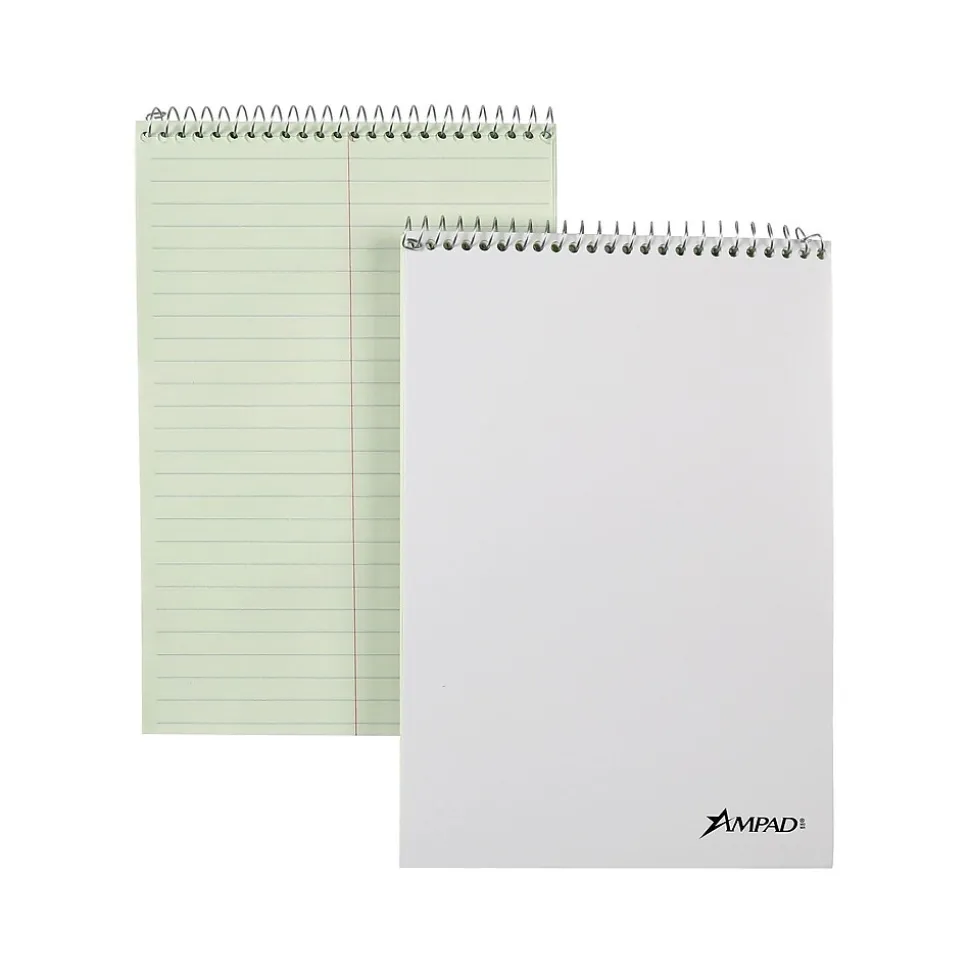 Ampad Steno Book, 6" x 9", Gregg Ruled, Green Tint, 80 Sheets/Pad, 6 Pads/Pack (TOP 25-278)