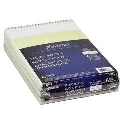 Ampad Steno Book, 6" x 9", Gregg Ruled, Green Tint, 80 Sheets/Pad, 6 Pads/Pack (TOP 25-278)