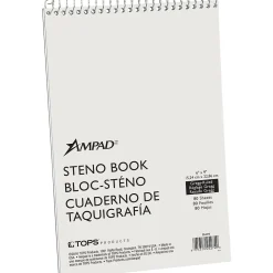 Ampad Steno Books, 6" x 9", Gregg Ruled, Greentint, 80 Sheets/Pad, 72 Pads/Carton (25-274)