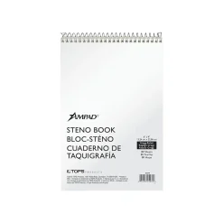 Ampad Steno Pad, 6" x 9", Gregg Ruled, White Cover, 80 Sheets/Pad (TOP25-274)