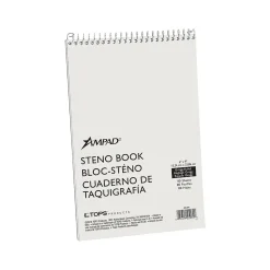 Ampad Steno Pad, 6" x 9", Gregg Ruled, White Cover, 80 Sheets/Pad (TOP25-274)