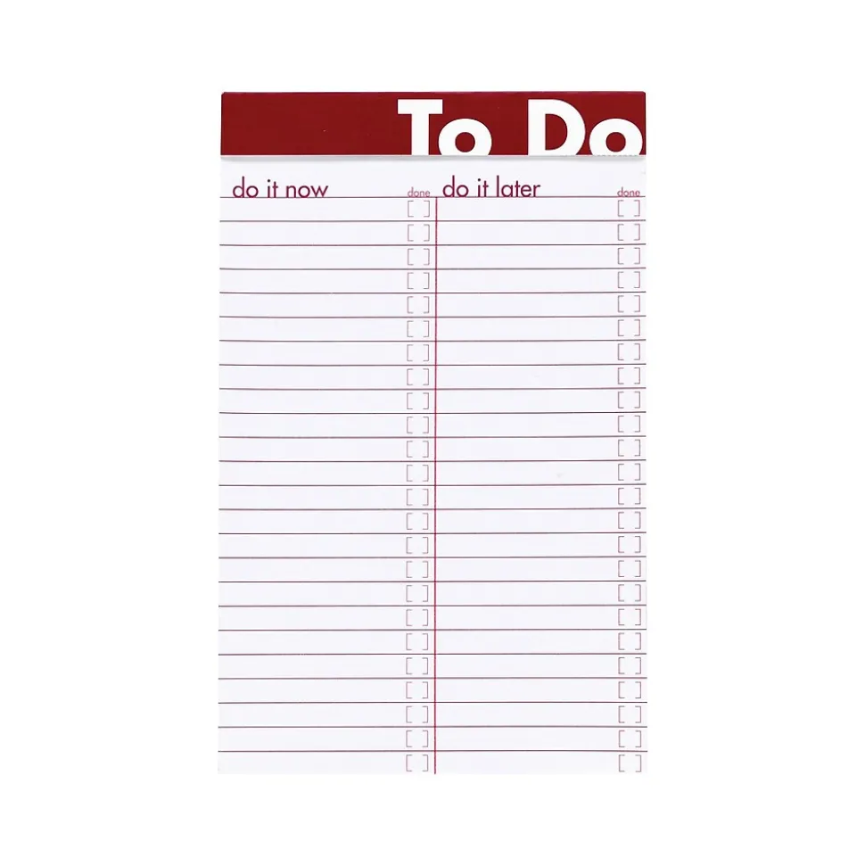 Ampad To Do Notepad, 5" x 8", Wide Ruled, Assorted Colors, 50 Sheets/Pad (20-001)
