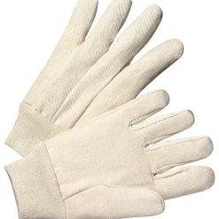 Anchor Brand Canvas Gloves, Cotton, Knit-Wrist Cuff, Men's Size, Unlined, White, 12 Pair/Box