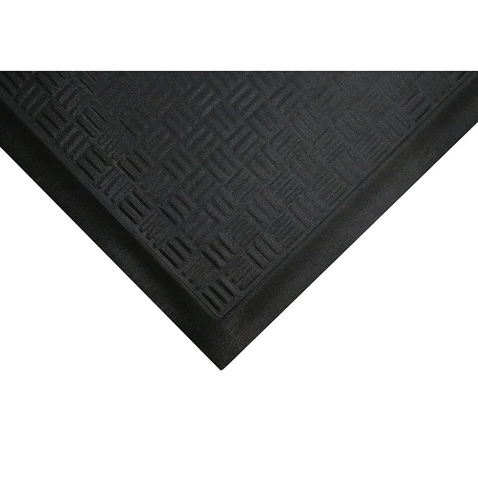 Anderson Cushion Station™ Nitrite Rubber Anti-Fatigue Floor Mat Without Holes, 3.2' x 12.3', Black