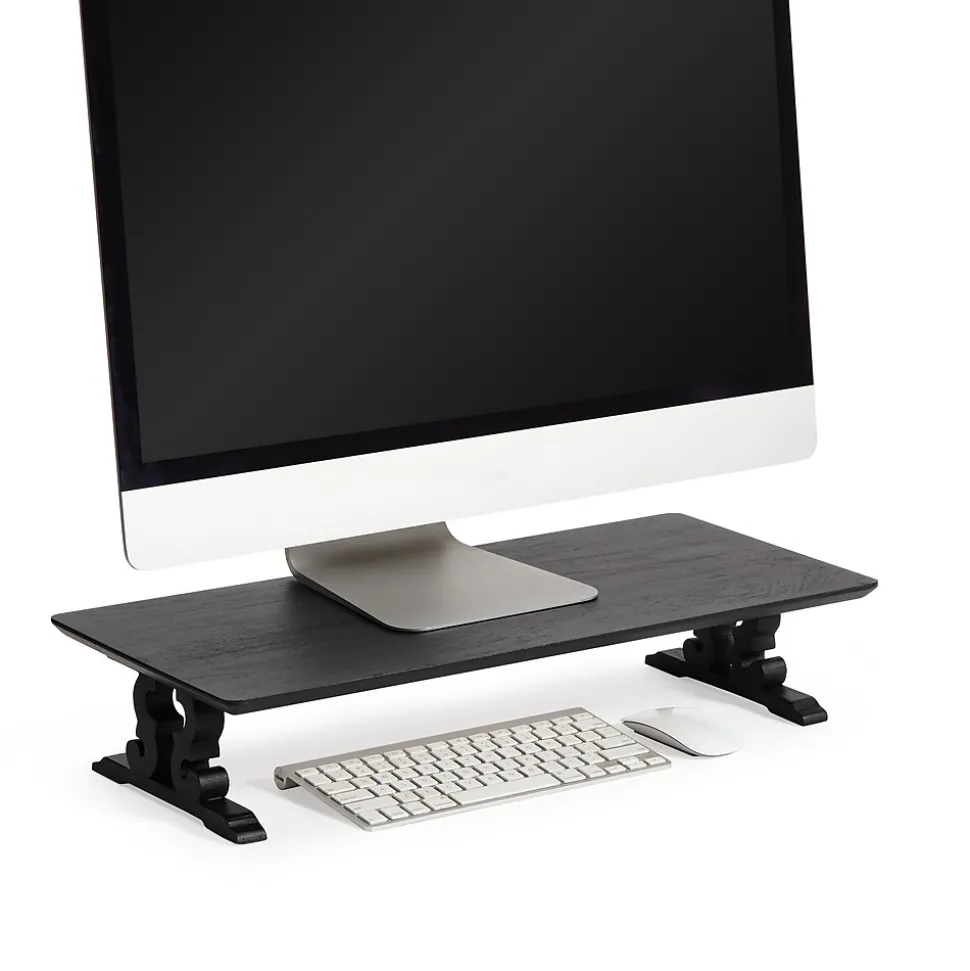 Anji Mountain Acacia Wood Monitor Stand, Up to 32" Monitor, Black (MS-BLK-02BLK)