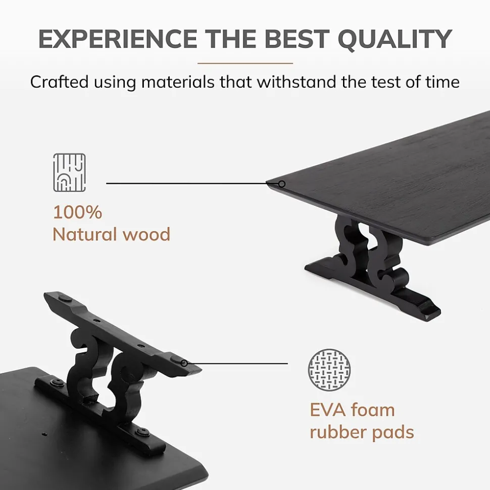 Anji Mountain Acacia Wood Monitor Stand, Up to 32" Monitor, Black (MS-BLK-02BLK)