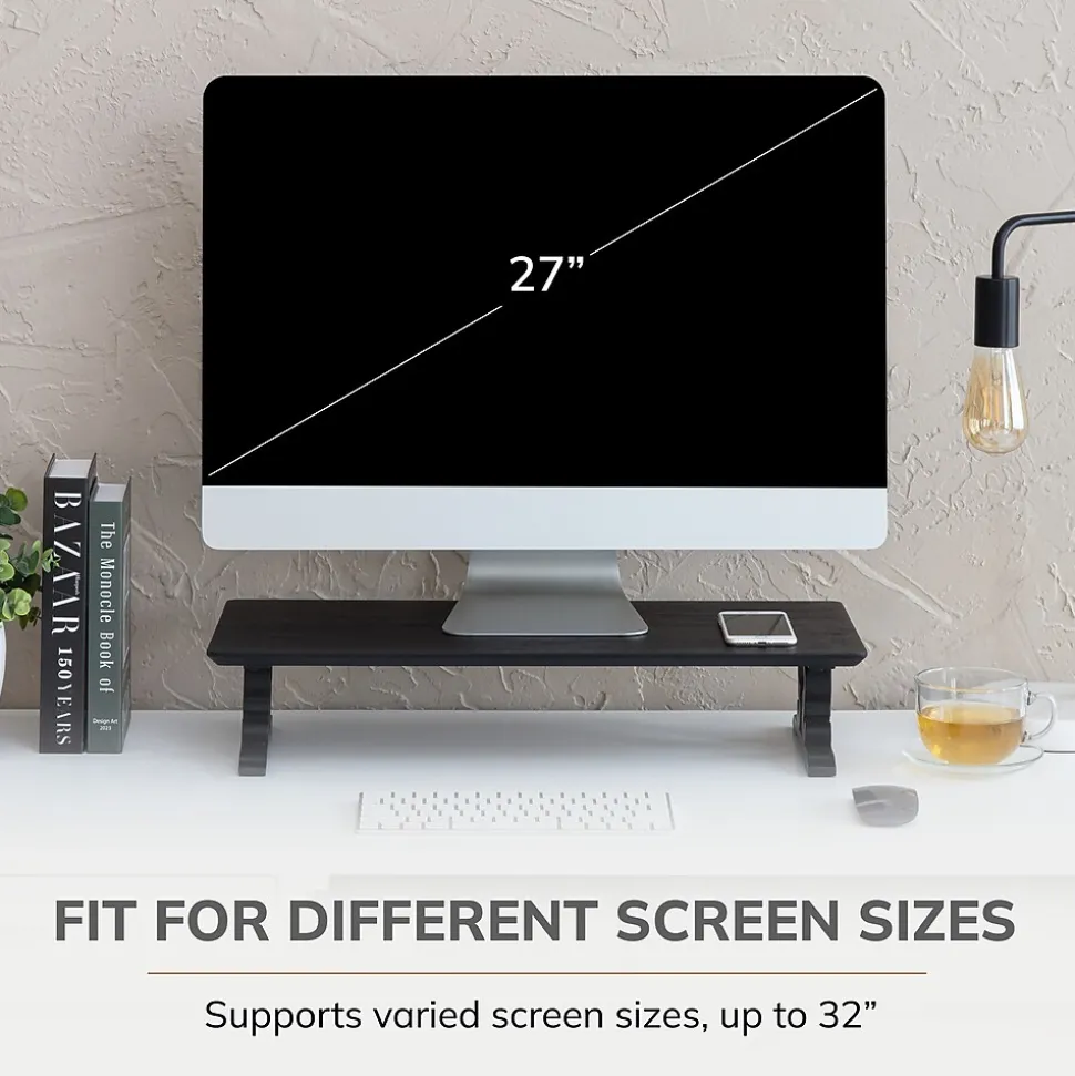 Anji Mountain Acacia Wood Monitor Stand, Up to 32" Monitor, Black (MS-BLK-02BLK)